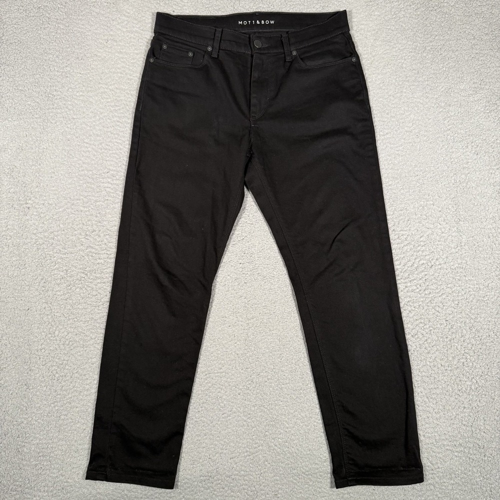 Mott & Bow Jeans Mens 30x27 Black Slim Straight Denim Casual Preppy Logo Pockets